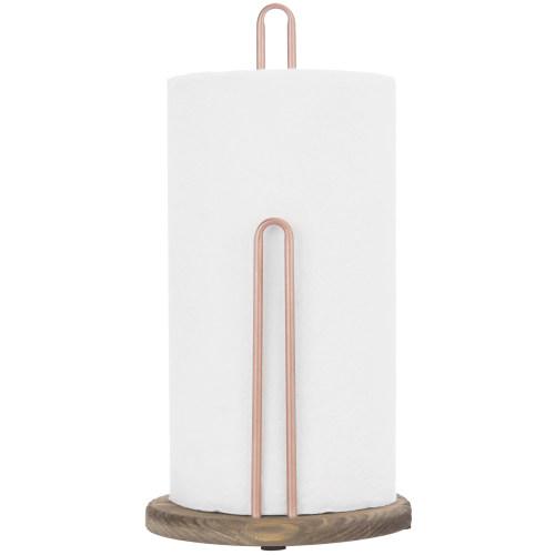 Rose Gold & Rustic Burnt Wood Paper Towel Holder