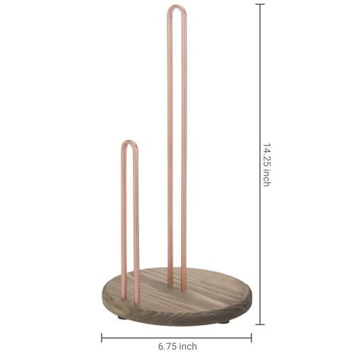 Rose Gold & Rustic Burnt Wood Paper Towel Holder