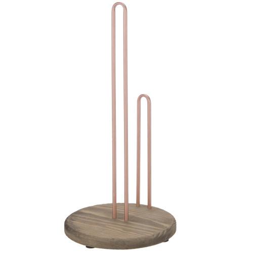 Rose Gold & Rustic Burnt Wood Paper Towel Holder