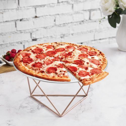 Rose Gold Tone Geometric Metal Wire Pizza Tray Riser Stand - MyGift