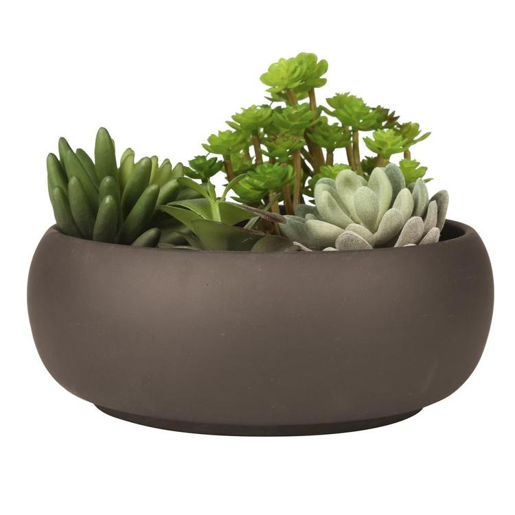 Modern Unglazed Round Ceramic Succulent Planter Pot with Brown Matte Finish - MyGift Enterprise LLC