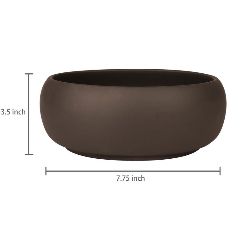 Modern Unglazed Round Ceramic Succulent Planter Pot with Brown Matte Finish - MyGift Enterprise LLC