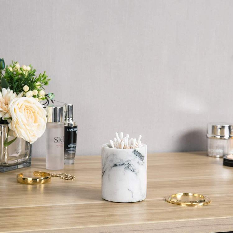 Round Marble Canister with Gold Lid - MyGift