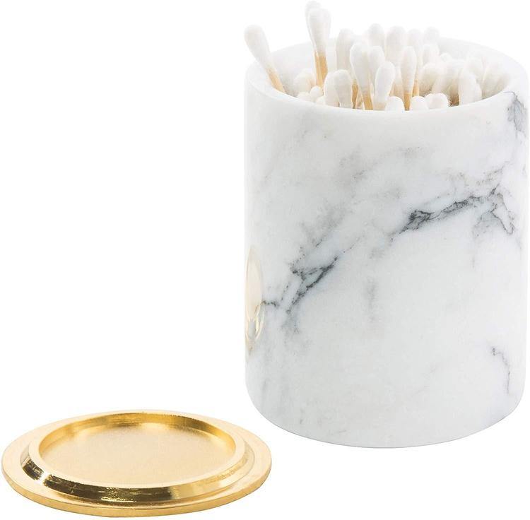 Round Marble Canister with Gold Lid - MyGift