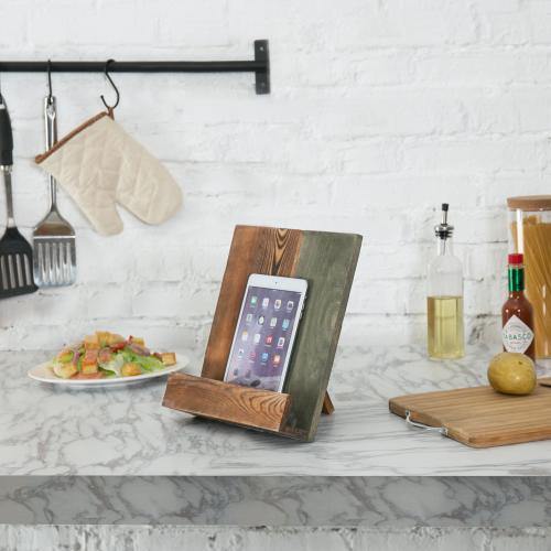 Rustic 2-Tone Brown Wood Cookbook Holder - MyGift