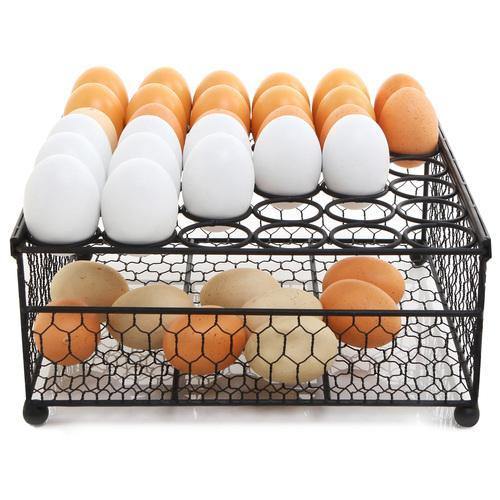 Rustic Black Chicken Wire 36 Eggs Display Tray and Storage Basket - MyGift