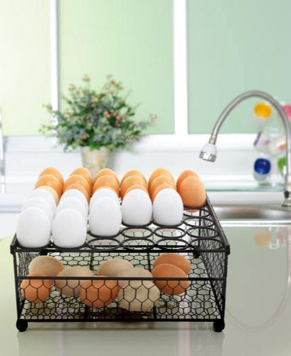 Rustic Black Chicken Wire 36 Eggs Display Tray and Storage Basket - MyGift