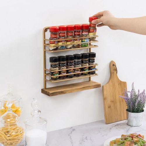 Burnt Brown Wood and Clear Acrylic Spice Jar Holder Rack, Kitchen Stor –  MyGift