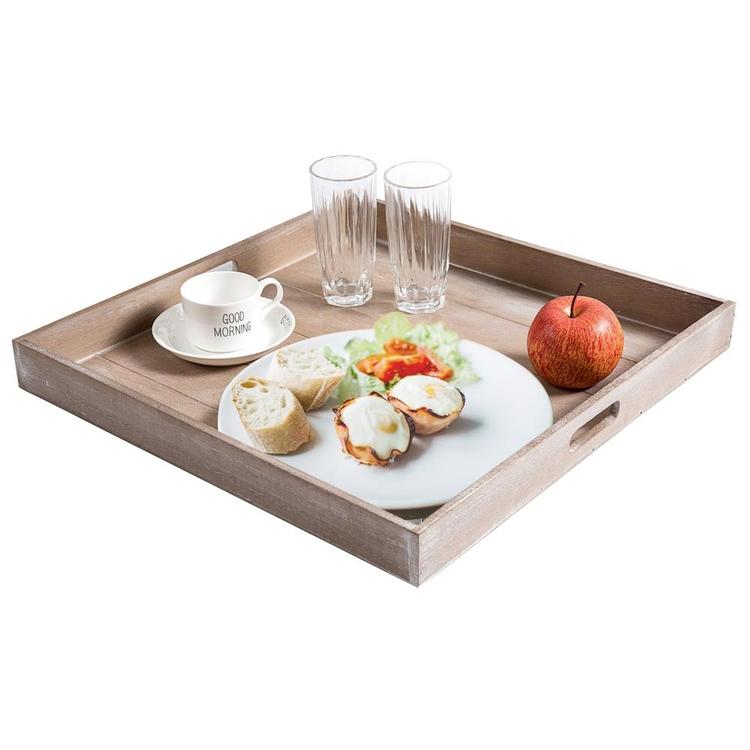 Large Shabby Chic Square Wood Serving Tray for Breakfast in Bed, Tea, Coffee - MyGift Enterprise LLC