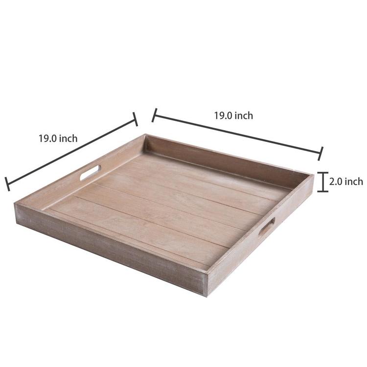 Large Shabby Chic Square Wood Serving Tray for Breakfast in Bed, Tea, Coffee - MyGift Enterprise LLC