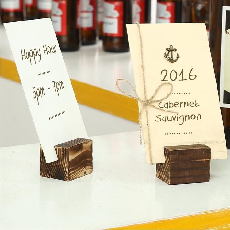 Rustic Brown Wood 2 Inch Place Card Holders, Table Number Stands, Set of 10 - MyGift Enterprise LLC