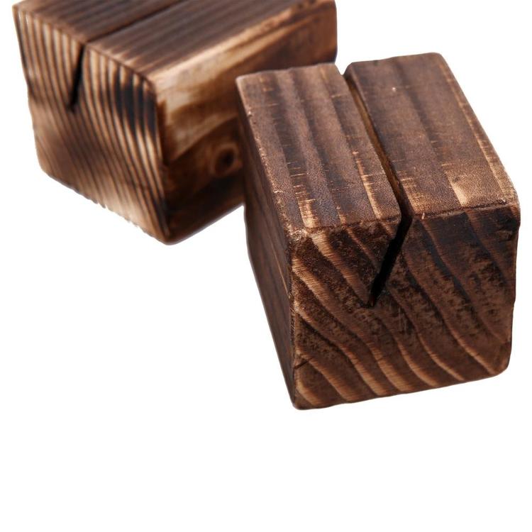 Rustic Brown Wood 2 Inch Place Card Holders, Table Number Stands, Set of 10 - MyGift Enterprise LLC