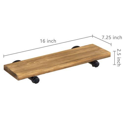 Rustic Brown Wood & Metal Pipe Floating Shelves, Set of 3 - MyGift