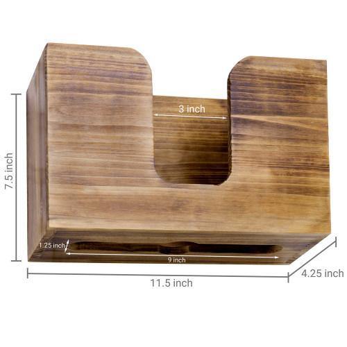 Rustic Burnt Solid Wood Wall Mounted Paper Towel Dispenser - MyGift
