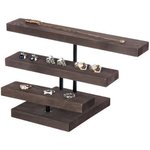 Rustic Dark Brown Wood Jewelry Riser Stand - MyGift