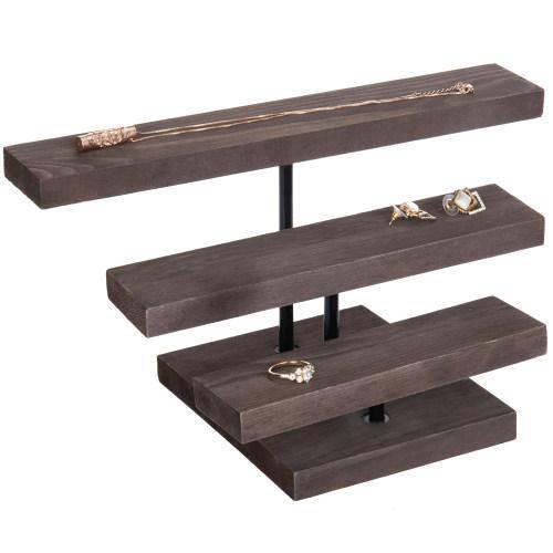 Rustic Dark Brown Wood Jewelry Riser Stand - MyGift