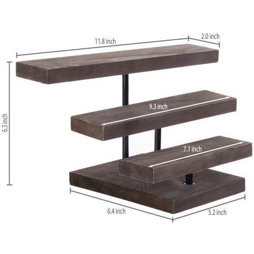 Rustic Dark Brown Wood Jewelry Riser Stand - MyGift