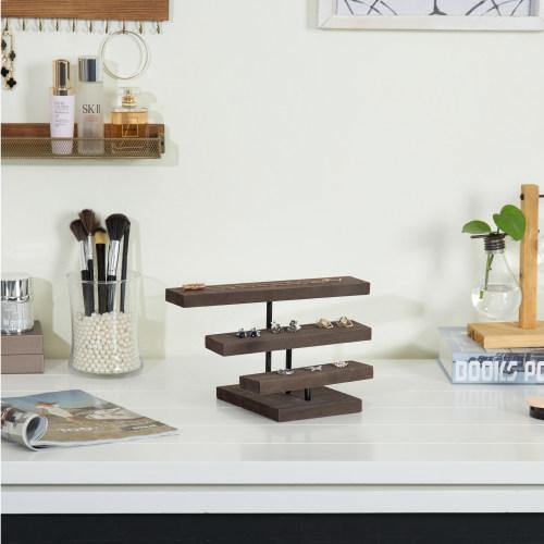 Rustic Dark Brown Wood Jewelry Riser Stand - MyGift