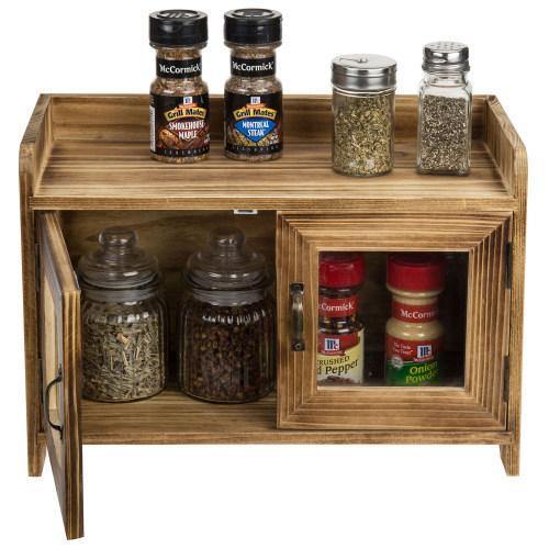 Rustic Dark Brown Wood Kitchen & Bathroom Countertop Cabinet - MyGift