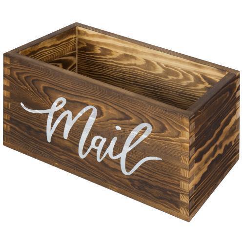 Rustic Dark Brown Wood Tabletop Mail Box - MyGift