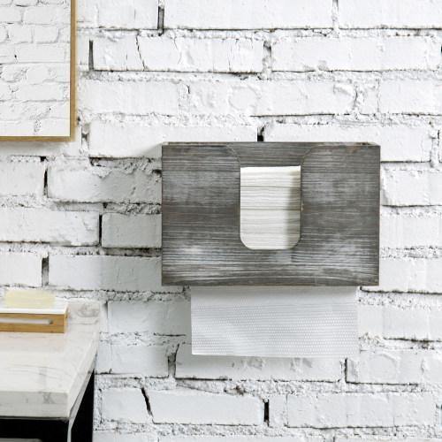 Rustic Gray Solid Wood Refillable Paper Towel Dispenser - MyGift