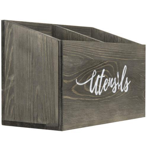 Rustic Gray Solid Wood Utensils Organizer - MyGift