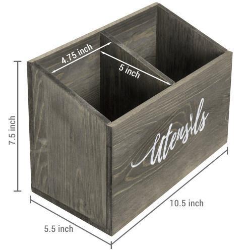 Rustic Gray Solid Wood Utensils Organizer - MyGift
