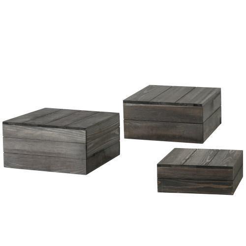 Rustic Gray Wood Crate Display Risers, Set of 3 - MyGift