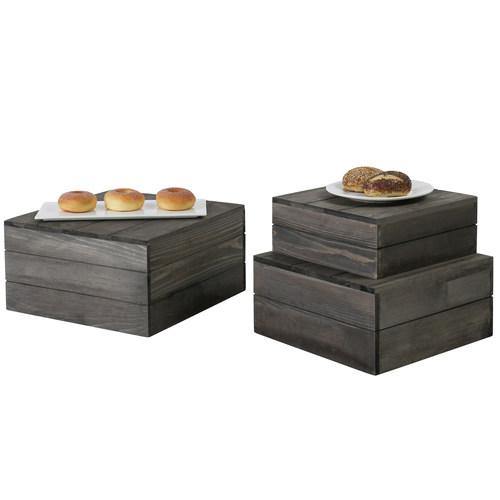 Rustic Gray Wood Crate Display Risers, Set of 3 - MyGift