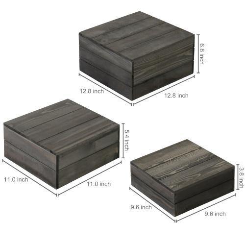 Rustic Gray Wood Crate Display Risers, Set of 3 - MyGift