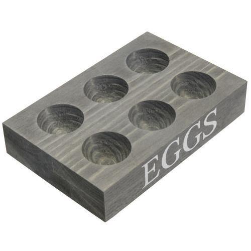 Rustic Gray Wood Egg Tray for 6 Eggs - MyGift