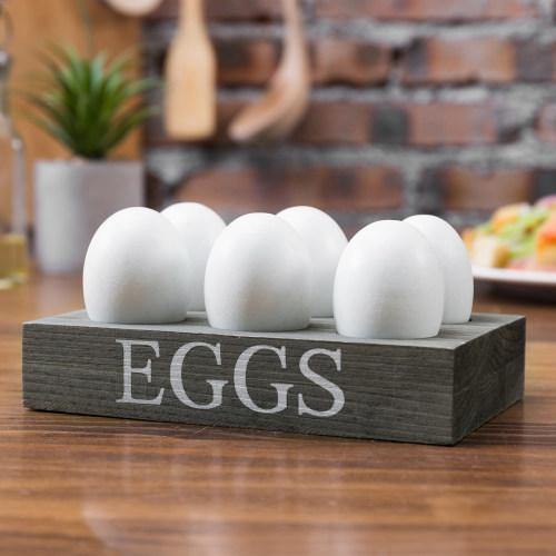 Rustic Gray Wood Egg Tray for 6 Eggs - MyGift