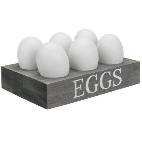 Rustic Gray Wood Egg Tray for 6 Eggs - MyGift