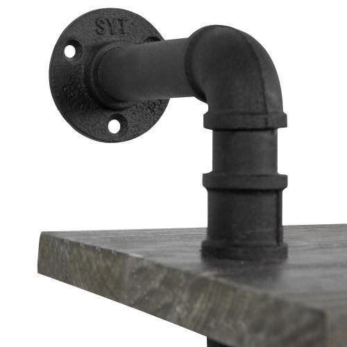 Rustic Gray Wood & Industrial Pipe Wall Mounted Shelving Unit - MyGift