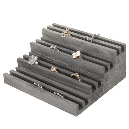 Rustic Gray Wood Ring Display Riser - MyGift