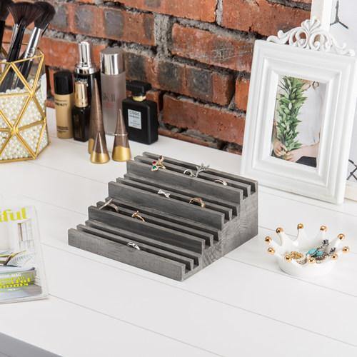 Rustic Gray Wood Ring Display Riser - MyGift