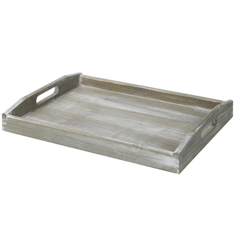 Rustic Gray Wood Serving Tray with Handles - MyGift
