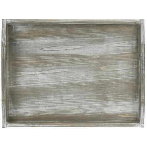 Rustic Gray Wood Serving Tray with Handles - MyGift