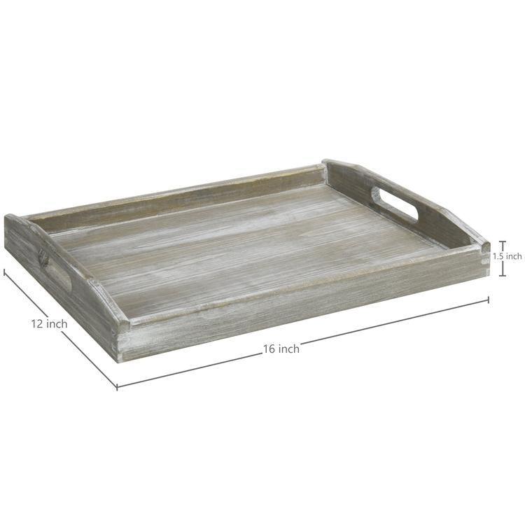 Rustic Gray Wood Serving Tray with Handles - MyGift