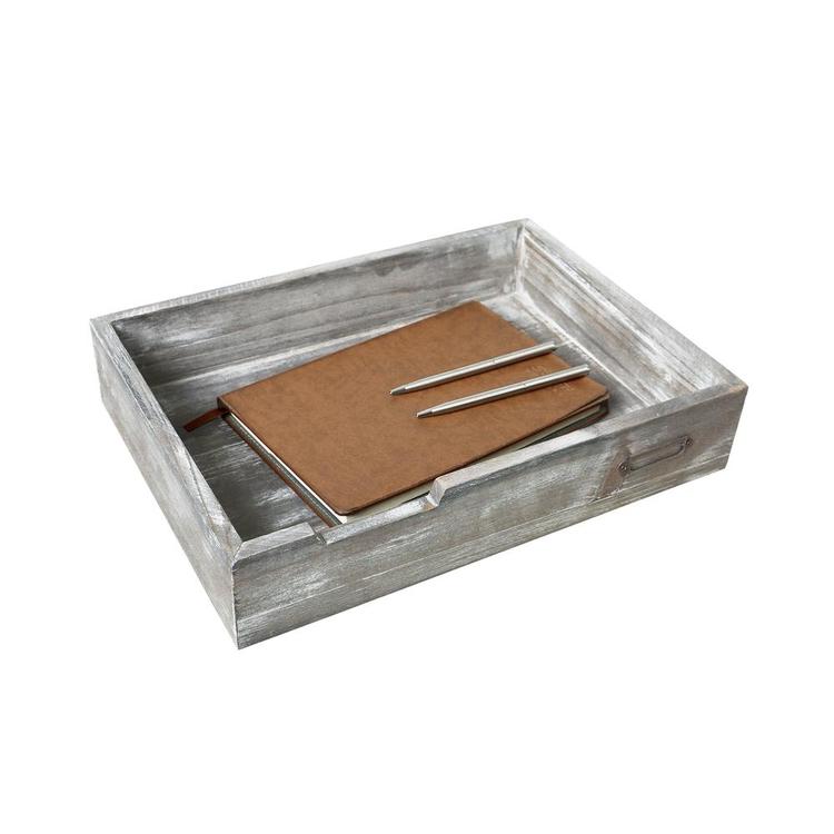 Rustic Gray Wooden Stackable Office Desktop Drawer-Style Document & Paper Storage Tray - MyGift Enterprise LLC