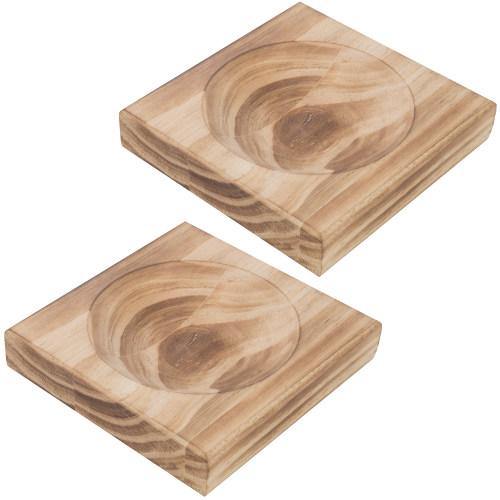 Rustic Light Brown Artisan Style Wood Soap Dish, Set of 2 - MyGift