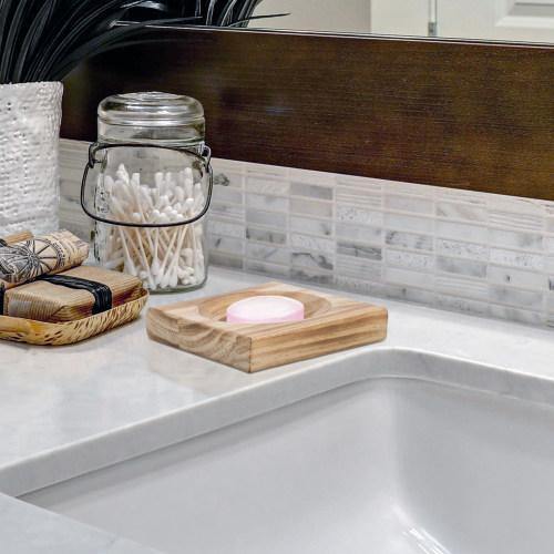 Rustic Light Brown Artisan Style Wood Soap Dish, Set of 2 - MyGift