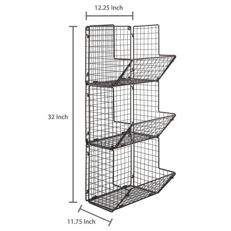 Rustic Metal Wire Basket Rack, Brown - MyGift