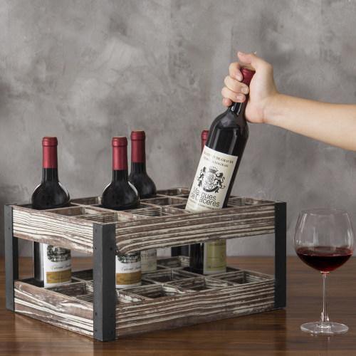 Rustic Metal & Wood Crate 12-Bottle Tabletop Wine Rack - MyGift