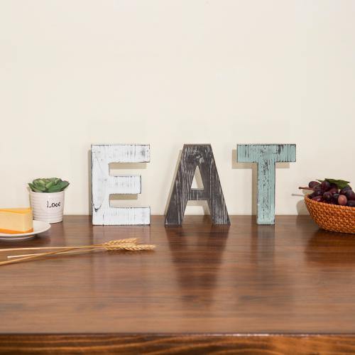 Rustic Multicolor Cutout Wooden EAT Letter Sign - MyGift