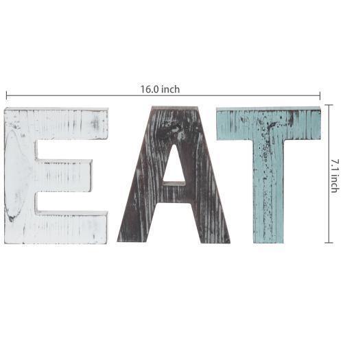 Rustic Multicolor Cutout Wooden EAT Letter Sign - MyGift