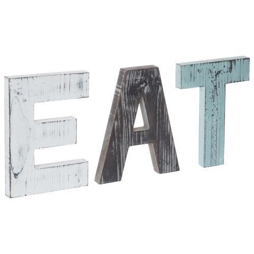 Rustic Multicolor Cutout Wooden EAT Letter Sign - MyGift