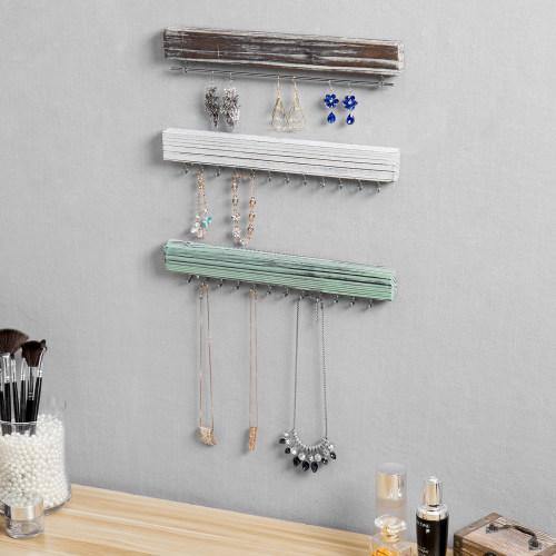 Rustic Multicolored Wood Jewelry Organizer, Set of 3 - MyGift