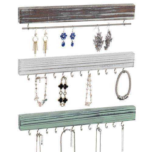 Rustic Multicolored Wood Jewelry Organizer, Set of 3 - MyGift