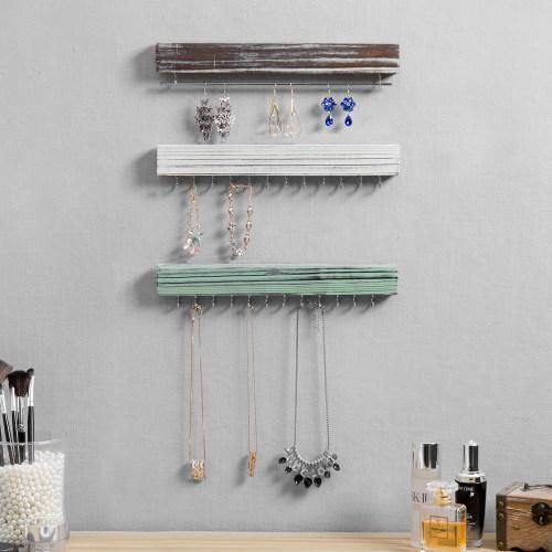Rustic Multicolored Wood Jewelry Organizer, Set of 3 - MyGift